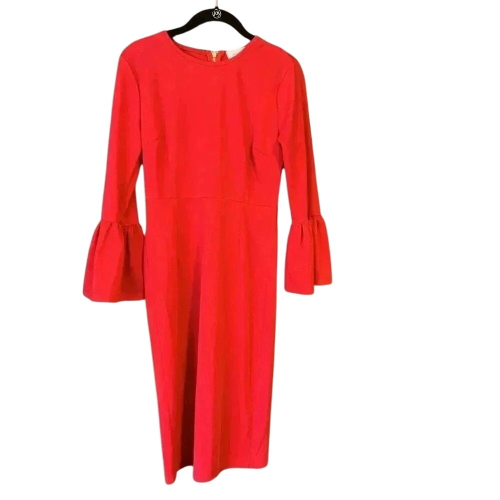 Jacey lane bell sleeve zipper back Dress, midi, red, work, going‎ out E23